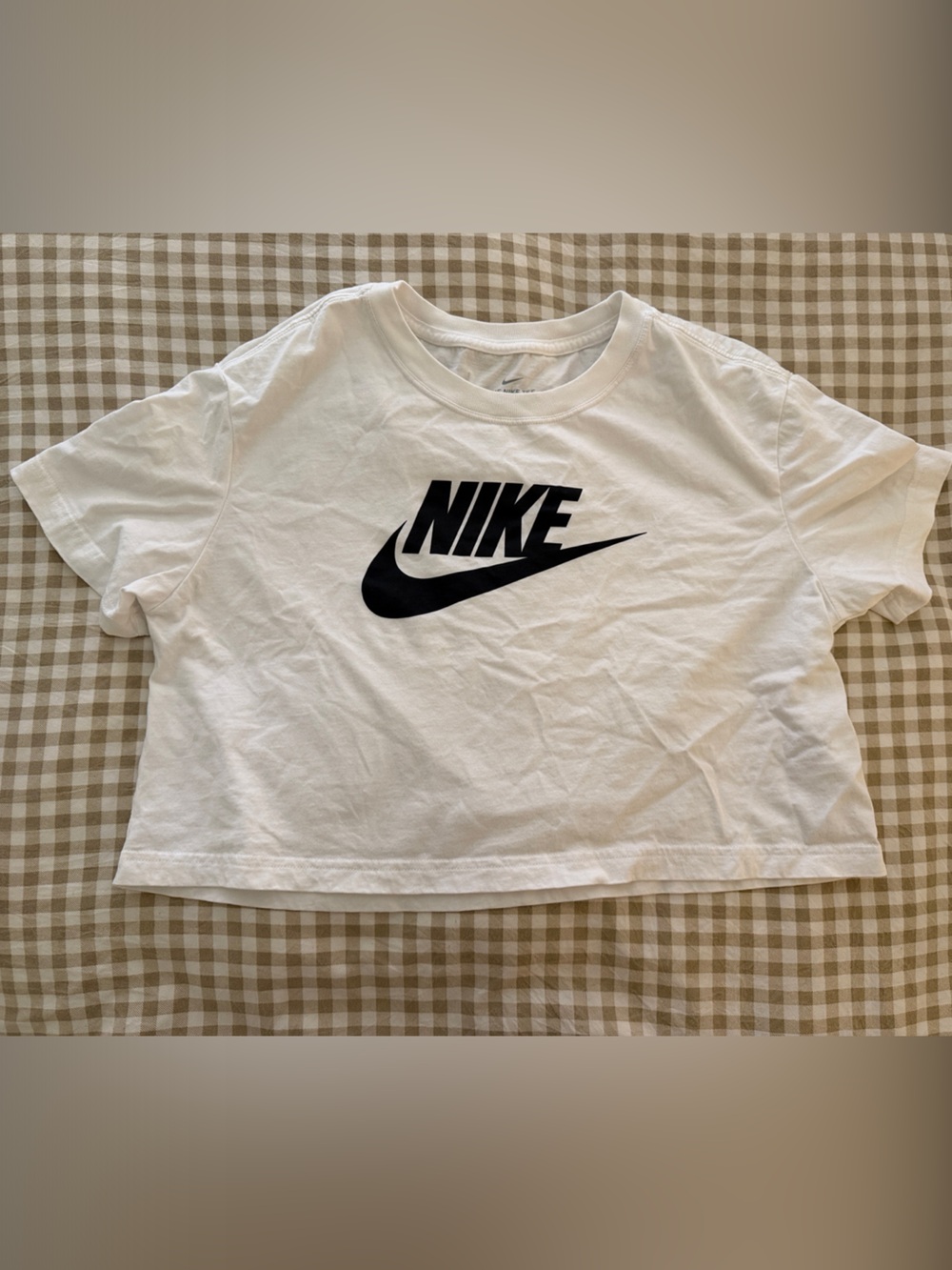 Nike White and Black women’s Logo Crop Tee